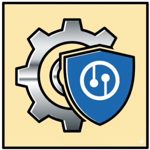Project Management Cog and shield with Automated Logo