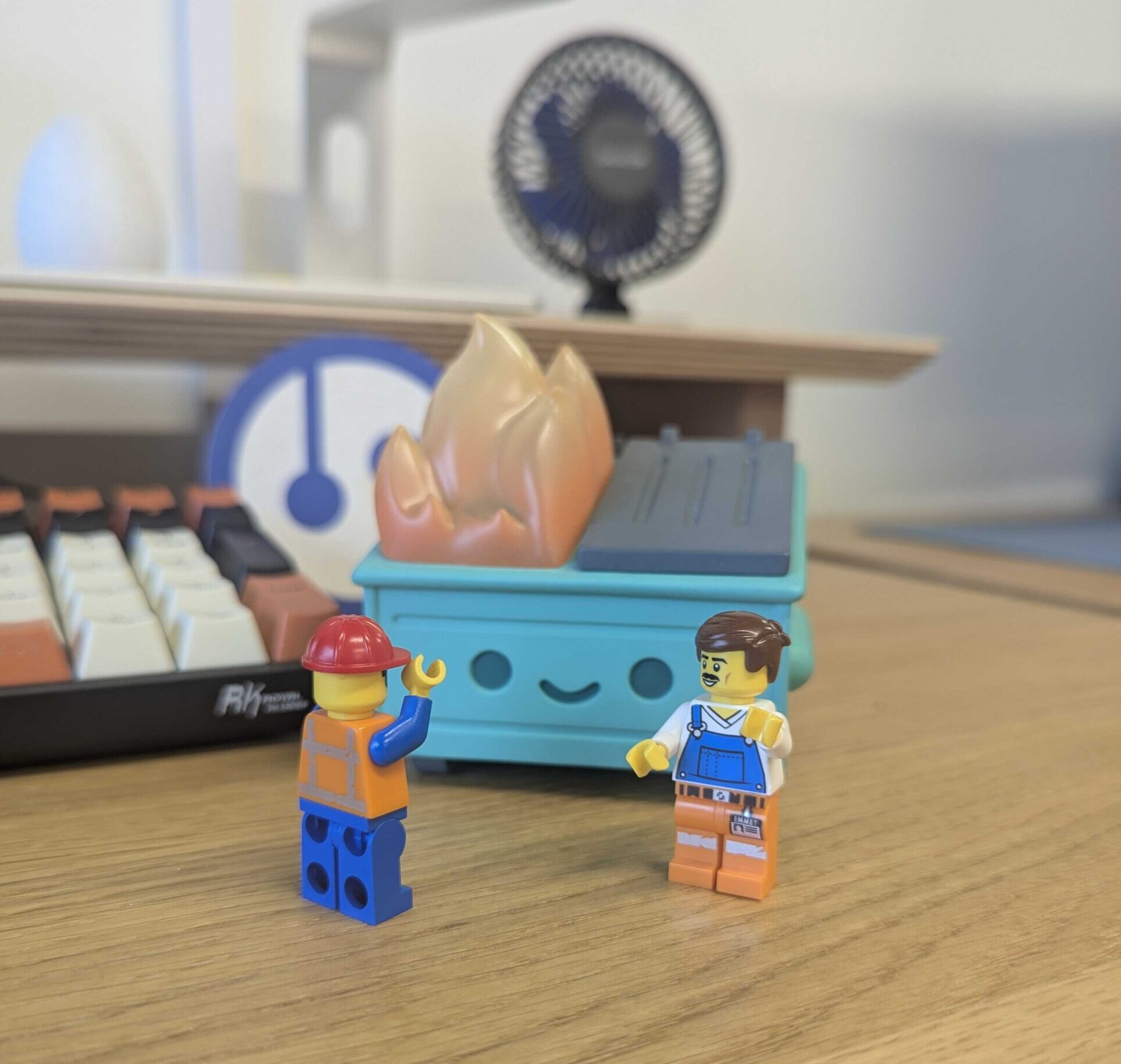 Toy dumpster with legos and Automated logo in background