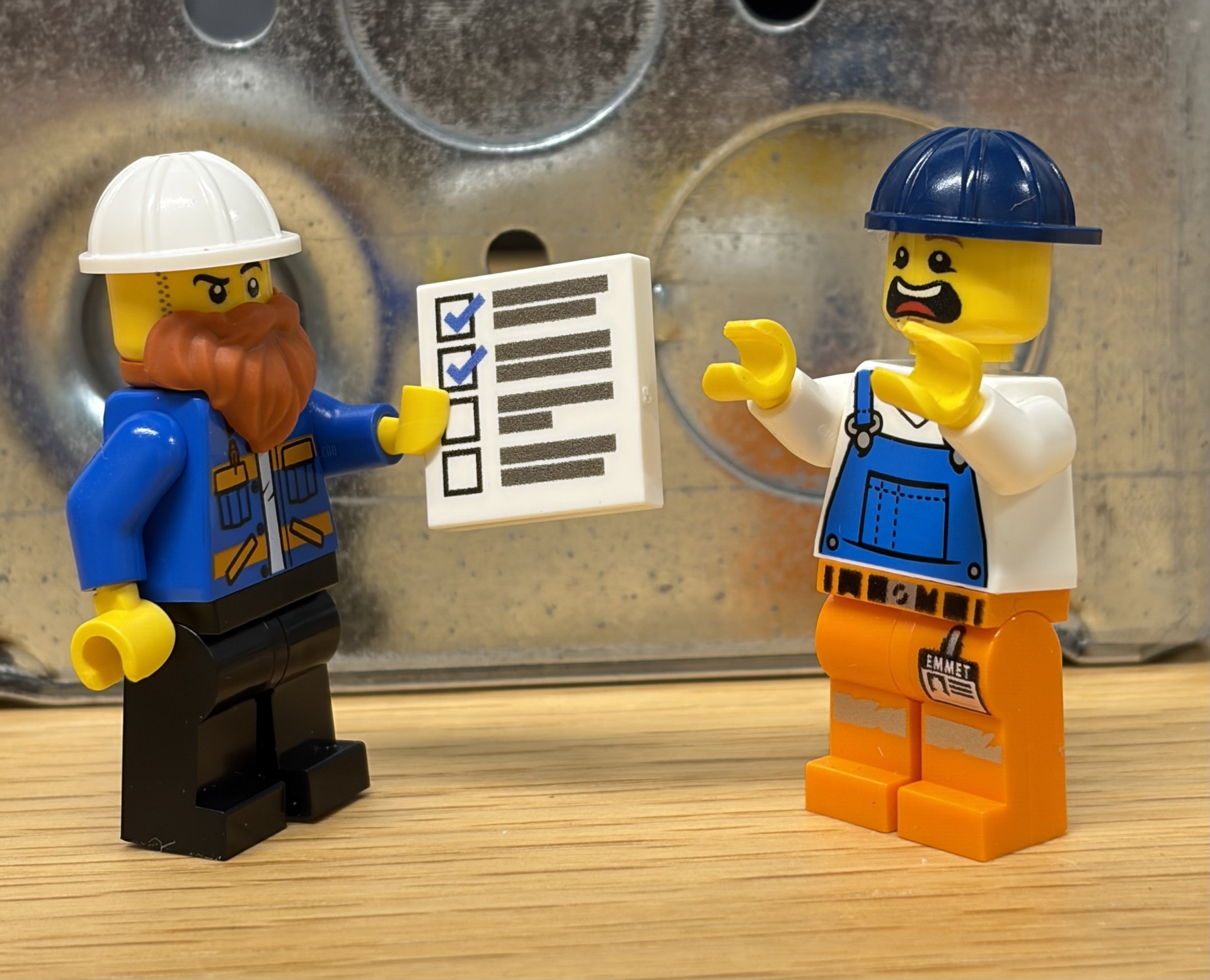 Legos checking off a list